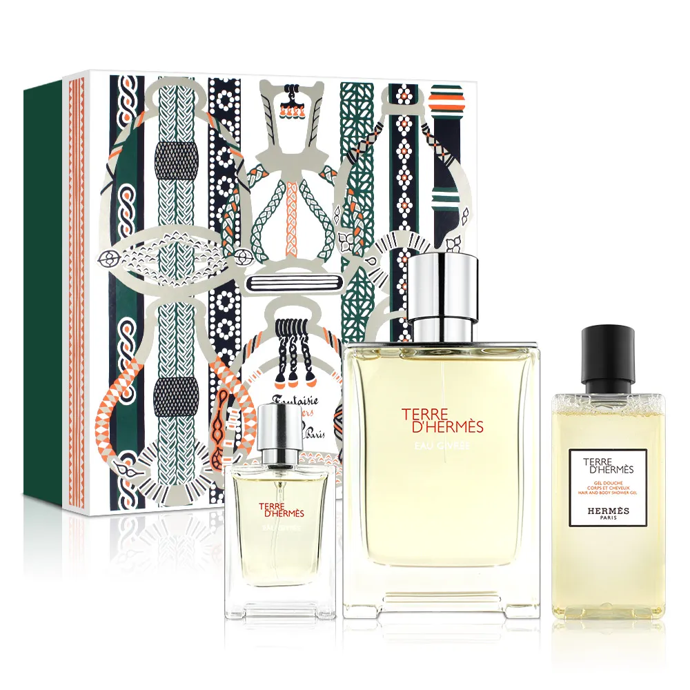Hermès 愛馬仕 冷冽之水淡香精禮盒 100ml+隨身瓶+沐浴膠｜木質清新調